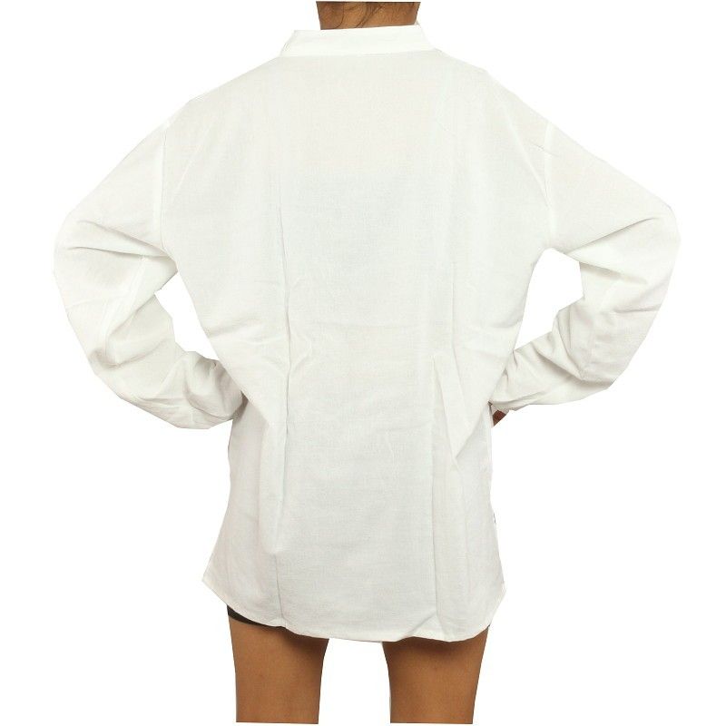 Thai Hemd aus Baumwolle fairtrade weiß Größe M