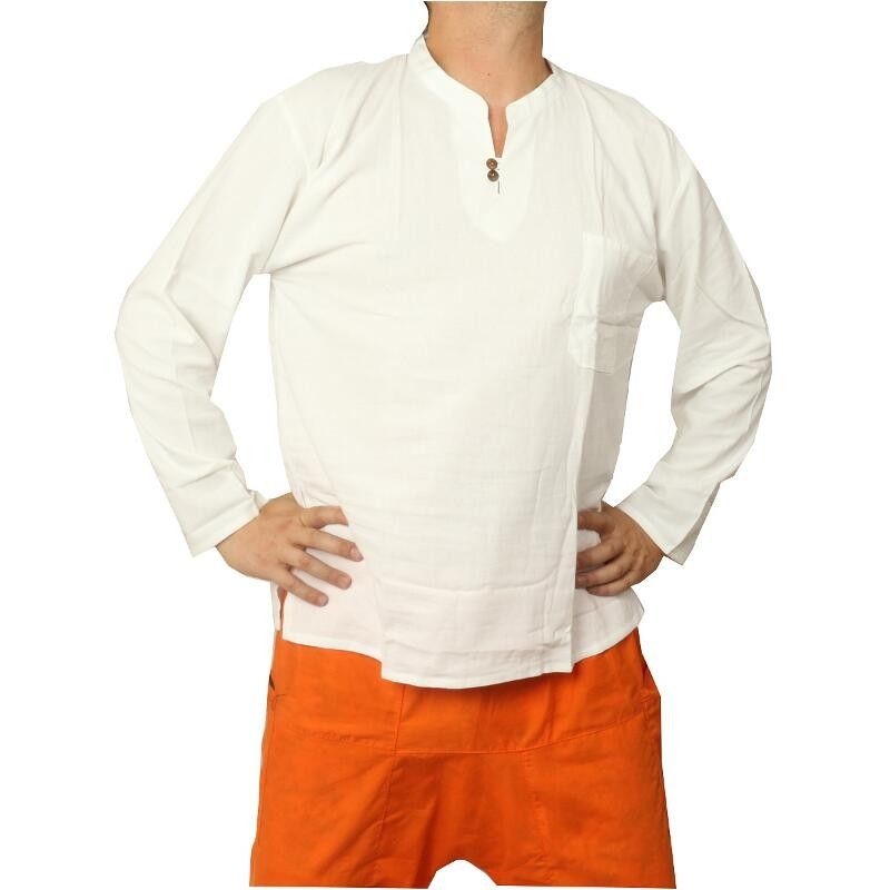 Thai Hemd aus Baumwolle fairtrade weiß Größe XL