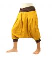 Pantalones Anchos damas y caballeros con 2 grandes bolsillos en la espalda de color amarillo ocre marrón
