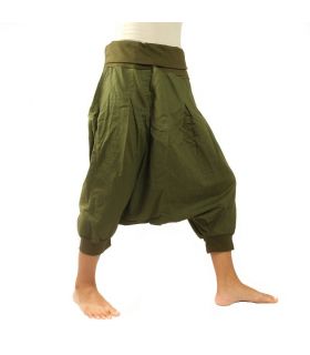 3/4 pantalones harén - Pisett olive con 2 bolsillos traseros