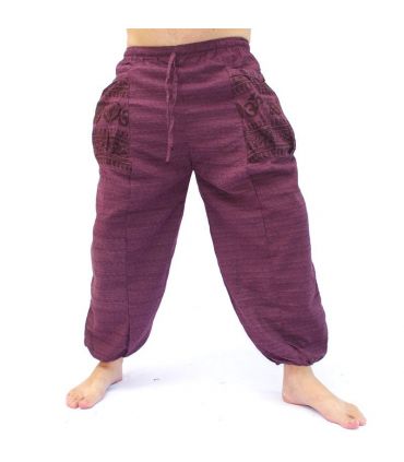 Pantalon hippie thaïlandais à nouer motif Tibet