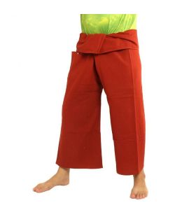 Pantalon de pêcheur thaïlandais en coton lourd - rouge Fairtrade
