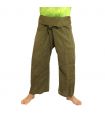 Pantalones de pescador tailandés - mezcla de algodón - verde