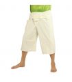 Pantalones cortos de pescador tailandés de algodón pesado - sin teñir