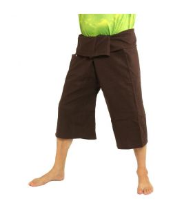 Pantalones cortos pescador tailandés de algodón grueso - marrón