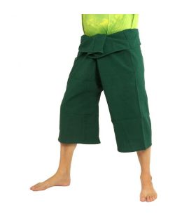 Pantalones cortos pescador tailandés de algodón pesado - verde
