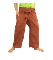 Pantalon de pêcheur thaïlandais - coton mélangé - rouge brun