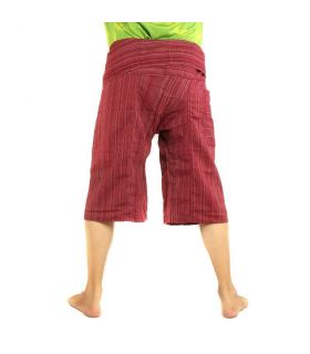3/5 Thai fisherman shorts - dark red - cotton