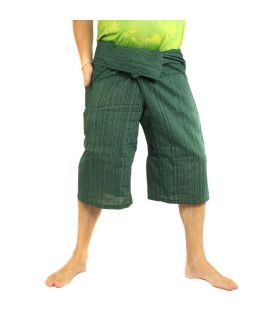 3/5 Thai Style Fisherman Pants - green - cotton