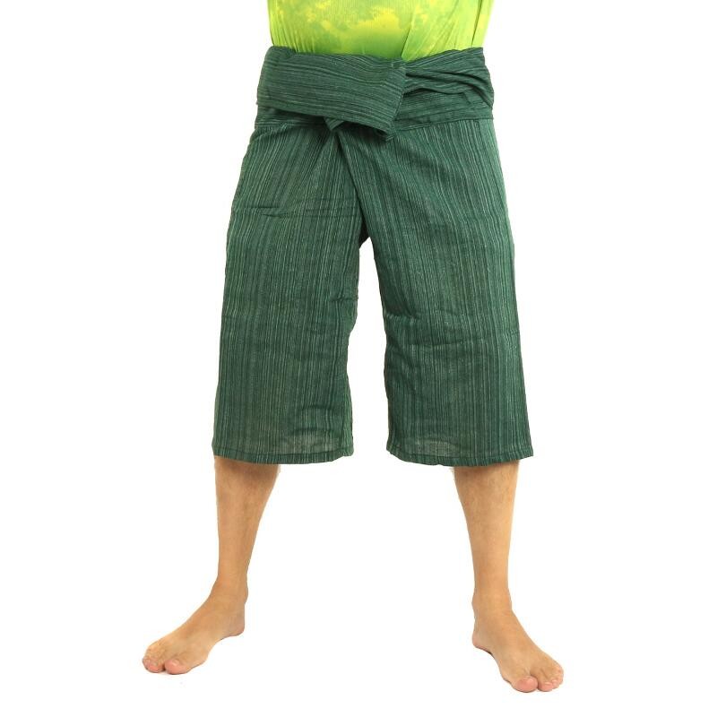 3/5 Thai Style Fisherman Trousers - Green - Cotton CTF17