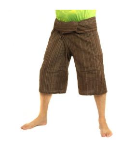 3/5 Thai Style Fisherman Trousers - brown- cotton