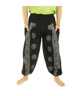 Pantalon Om Goa avec imprimé floral noir