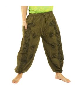 pantalones om Goa con estampado floral verde oliva