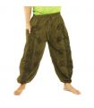 Pantalon Om Goa avec imprimé floral vert olive