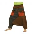 Aladinhose zweifarbig mit großen Taschen und Tunnelzug braun schwarz Baumwolle