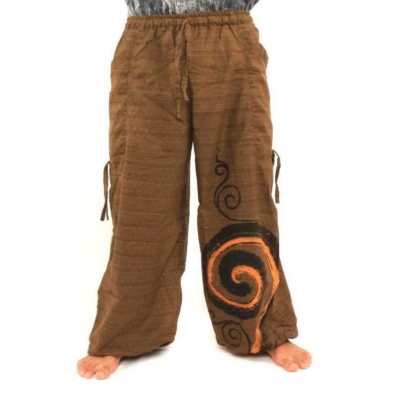 Pantalones de harén para atar Diseño en espiral en algodón pesado