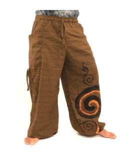 Pantalones de harén para atar Diseño en espiral en algodón pesado