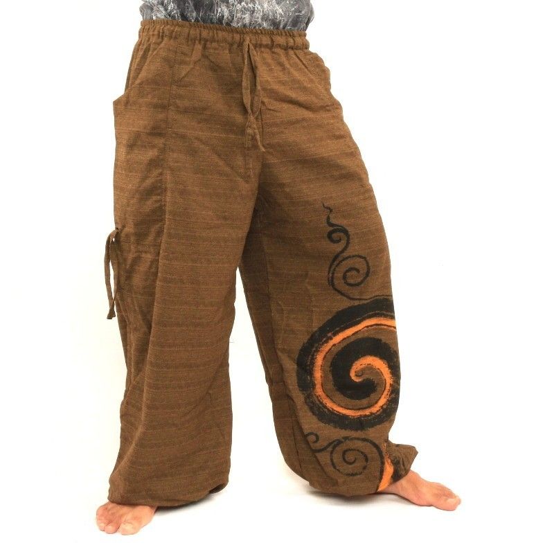 Pantalones de harén para atar Diseño en espiral en algodón pesado