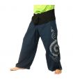 Thai Fisherman Pants extra long - dark blue with spiral print - cotton