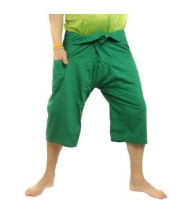Pantalones cortos de pescador tailandés Verde viscosa