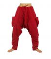 Pantalones de harén - algodón - rojo
