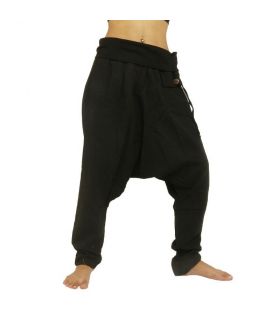 harem pants harem pants - cotton large side pocket - black