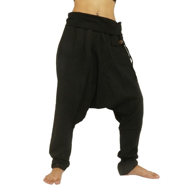 harem pants harem pants - cotton large side pocket - black