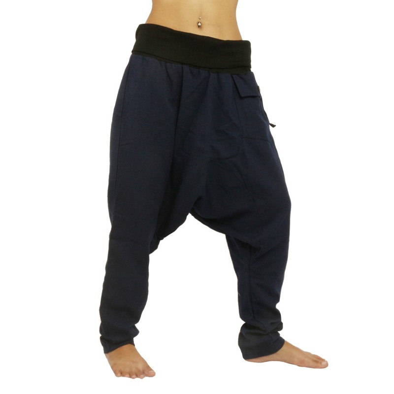 Baggy Pants Harem Pants - Cotton Large Side Pocket - Black PC008-A3