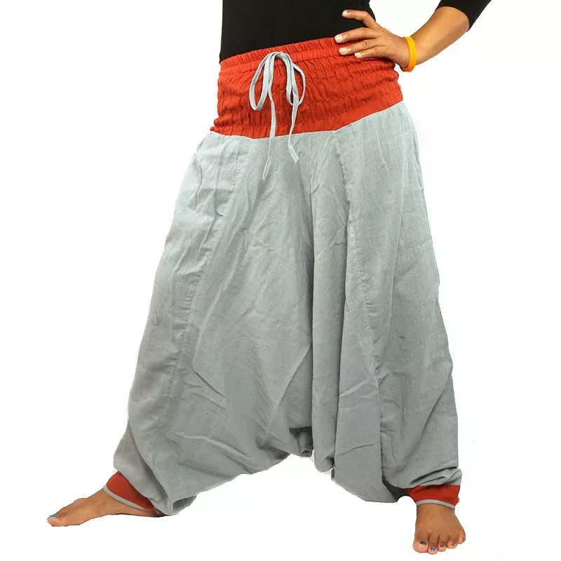 pantalon de harem gris rouge