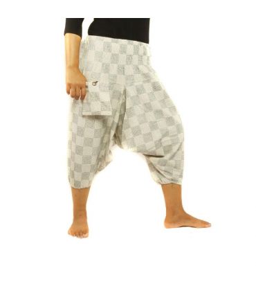 Harem pants printed black check pattern