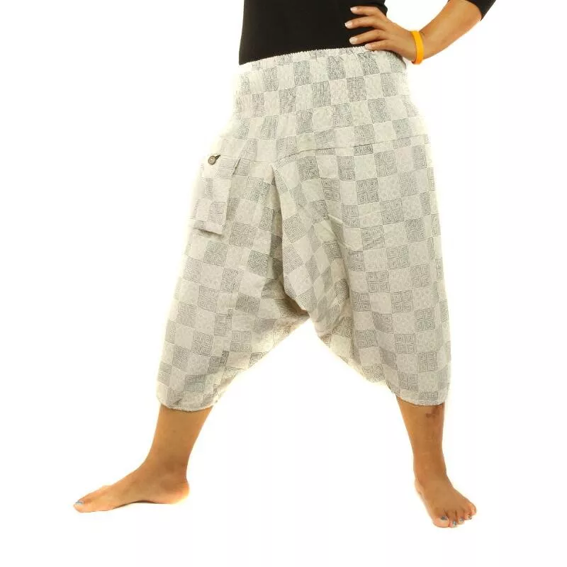 Harem pants printed black check pattern