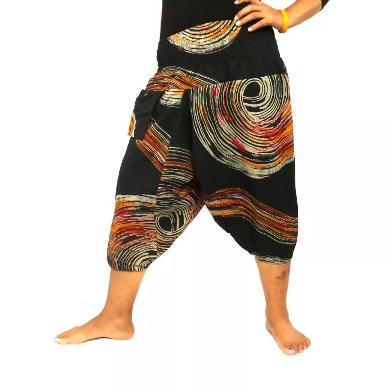 pantalon de harem imprimé en demi-cercle noir