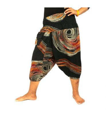 pantalon de harem imprimé en demi-cercle noir