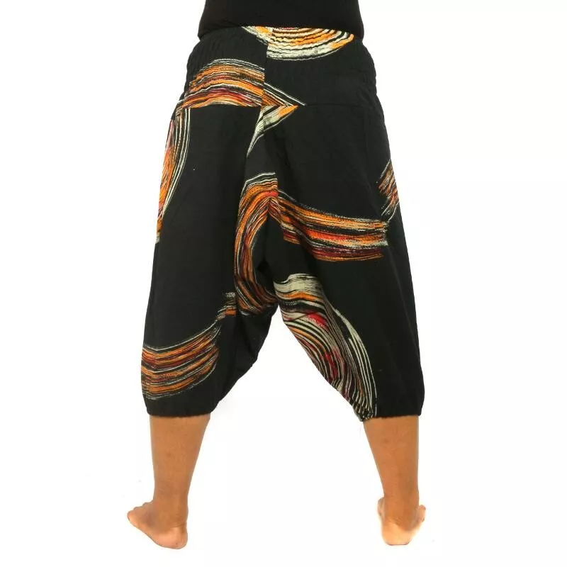 pantalon de harem imprimé en demi-cercle noir