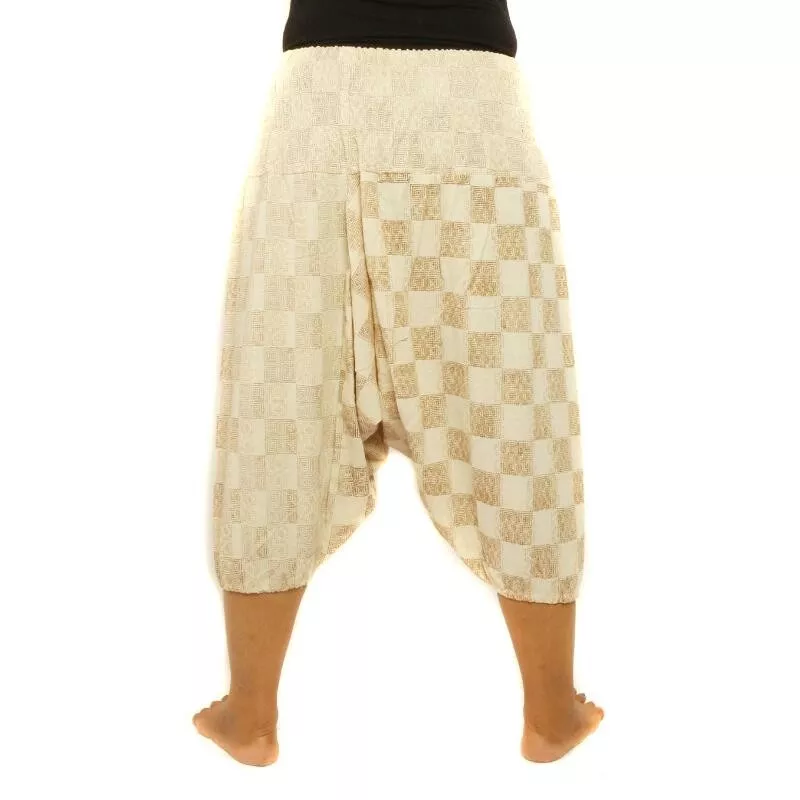 pantalon de harem avec motif à carreaux beige