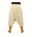 harem pants with check pattern beige
