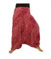 Pantalones de harén traje de viscosa con patrón de ola oriental rojo