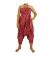 Harem pants jumpsuit viscose oriental wave pattern red