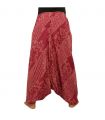 Harem pants jumpsuit viscose oriental wave pattern red