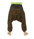 Pantalon Thai Aladdin Pantalon motif Om Goa en coton imprimé noir, marron, vert