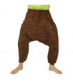 Pantalon sarouel en coton imprimé "Stonewash" Om Goa marron