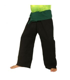 Thai fisherman pants extra long - two-tone - black-green cotton