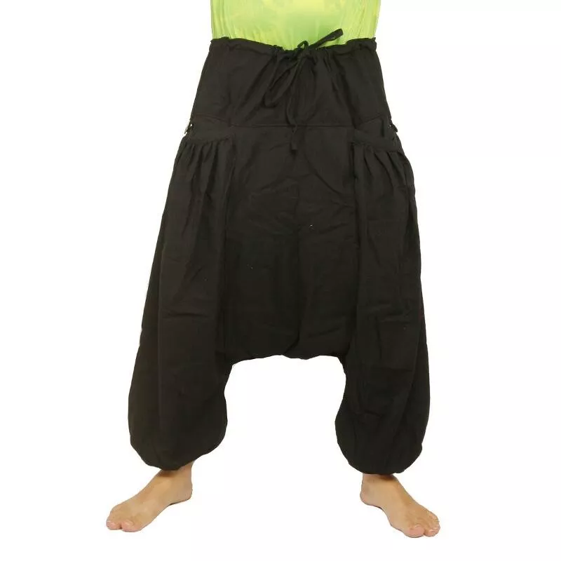Pantalon harem avec 2 poches latérales profondes, noir