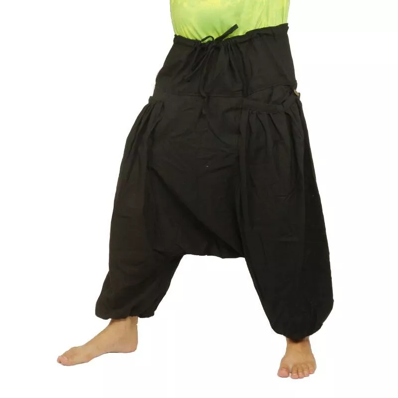 Pantalon harem avec 2 poches latérales profondes, noir