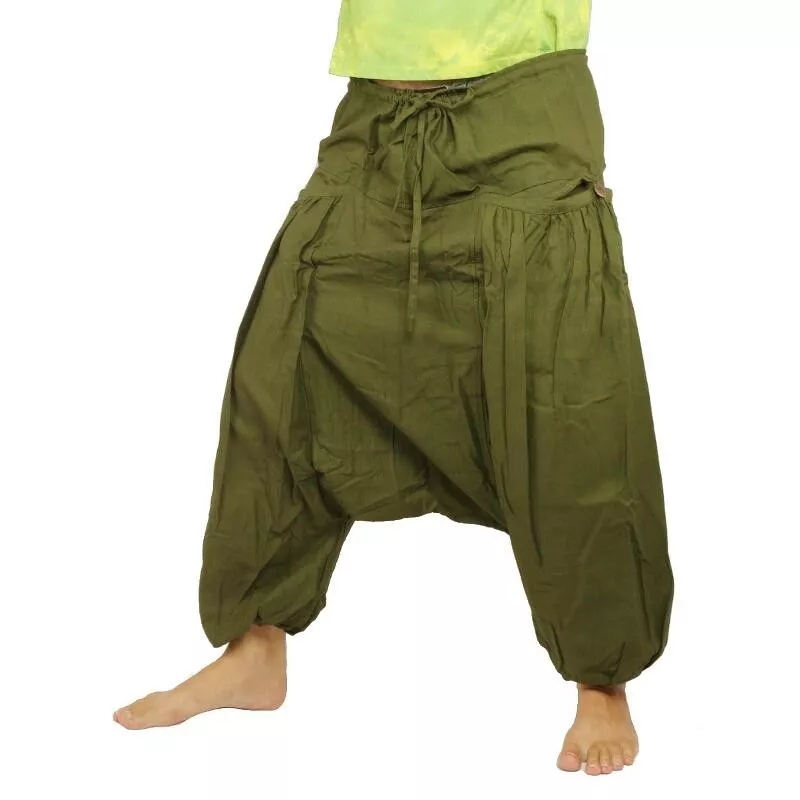 Pantalon sarouel avec 2 poches latérales profondes, vert