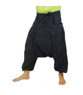 Pantalon sarouel avec 2 poches latérales profondes, bleu foncé