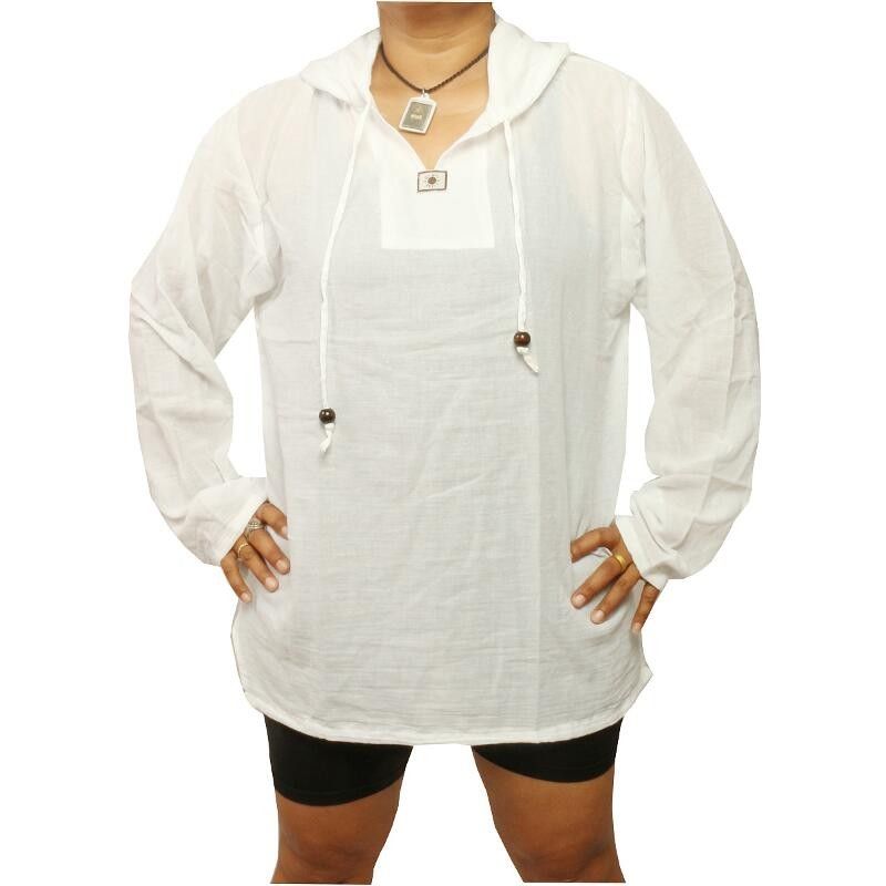 Sweat à capuche en coton thaïlandais blanc taille M