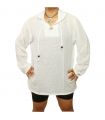 Camisa tailandesa de algodón con capucha blanca talla M