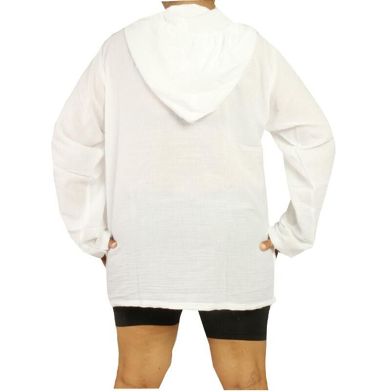 Sudadera con capucha de algodón tailandés blanco talla M