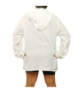 Chemise à capuche en coton thaïlandais blanc taille L